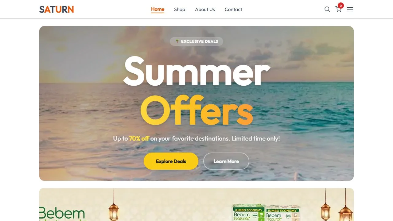 Saturn-ecommerce home page screenshot